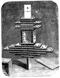 Balance all 28 domino pieces on one!